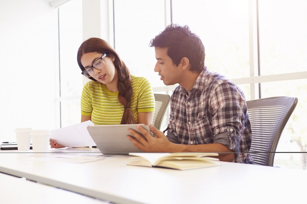 Reviewing SEO results on a tablet